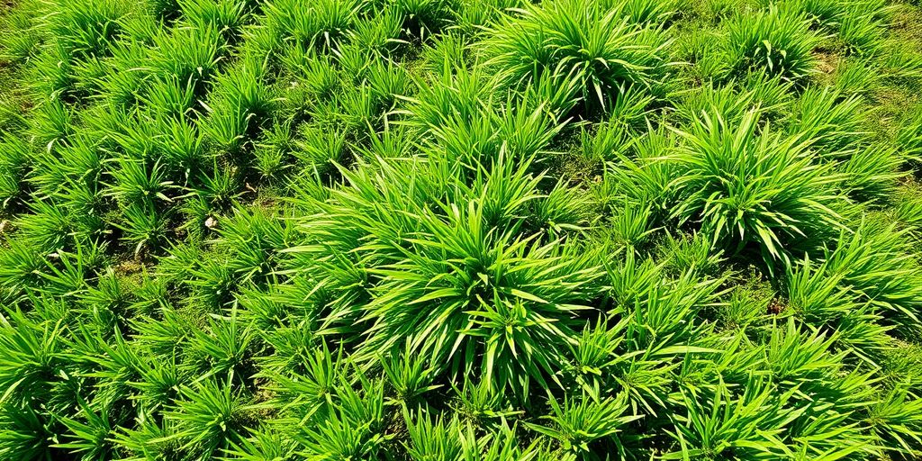 Patchy lawn with tall and short grass sections