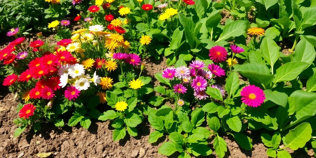 Vibrant garden with healthy plants and minimal weeds